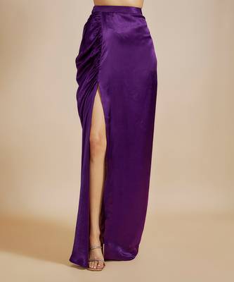 Red emboiderd bloue with purple skirt & drape 5