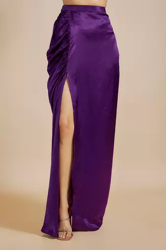 Red emboiderd bloue with purple skirt & drape
