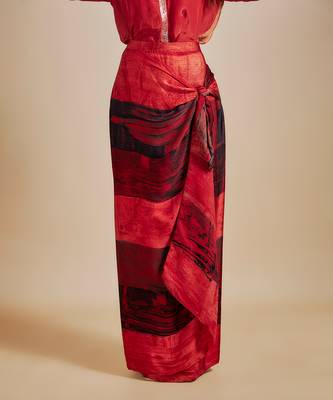 Rust shirt with printed skirt 2