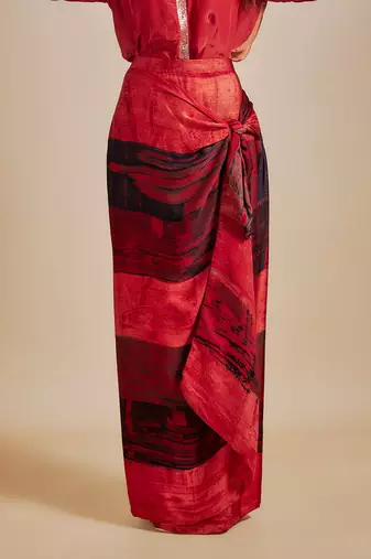 Rust shirt with printed skirt