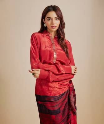 Rust shirt with printed skirt 3