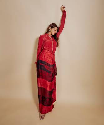 Rust shirt with printed skirt 4