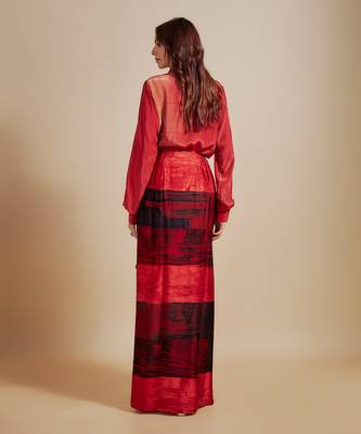 Rust shirt with printed skirt 5