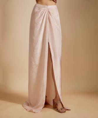 Peach embroidered corset with rose gold skirt 4