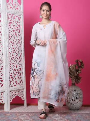 beige cotton digital printed dress material 1