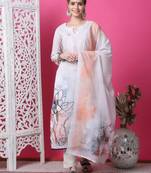beige cotton digital printed dress material