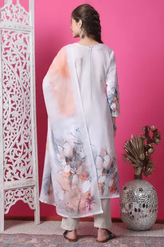 beige cotton digital printed dress material