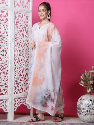 beige cotton digital printed dress material 3