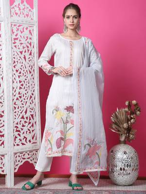 off white cotton digital printed dress material 1