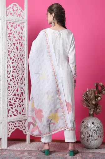 off white cotton digital printed dress material