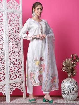 off white cotton digital printed dress material 4