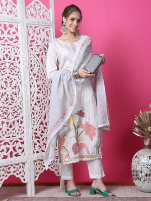 off white cotton digital printed dress material 5