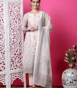 beige cotton digital printed dress material