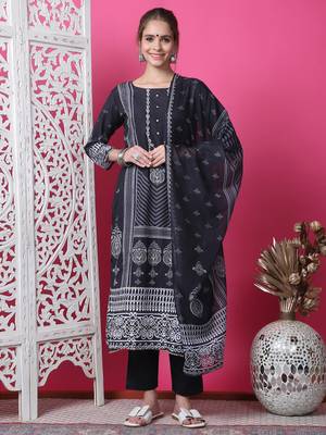 black cotton digital printed dress material 1