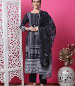black cotton digital printed dress material