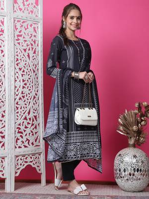 black cotton digital printed dress material 5