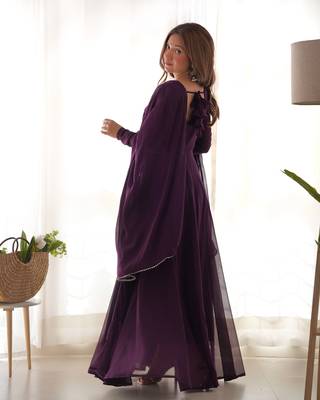 Georgette Anarkali Gown, Dupatta With Pent 5
