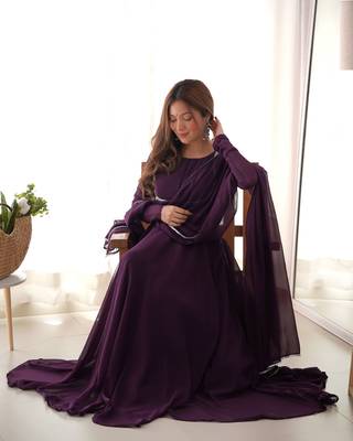 Georgette Anarkali Gown, Dupatta With Pent 6