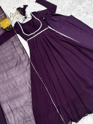 Georgette Anarkali Gown, Dupatta With Pent 7