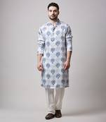 Modal satin block print abstract kurta set