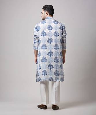 Modal satin block print mughal motif kurta set 4