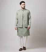 Green kuntal silk all over embroidered bundi set