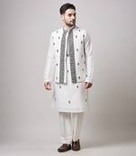 Ivory bundi set with black embroidery