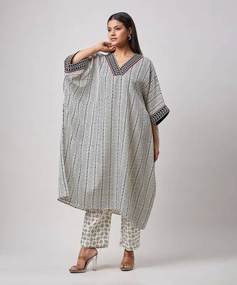 Metro block print kaftan set 2
