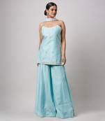 Sea green sharara set