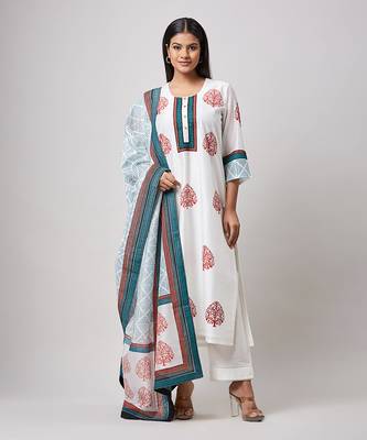 Rust & indigo block printed kurta set 1