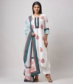 Rust & indigo block printed kurta set