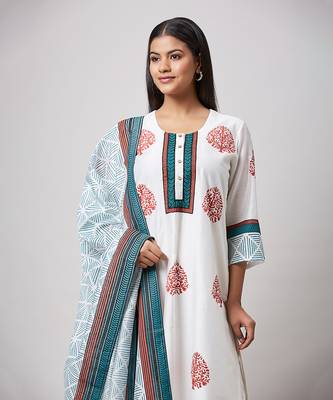 Rust & indigo block printed kurta set 2