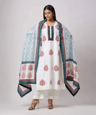 Rust & indigo block printed kurta set 3