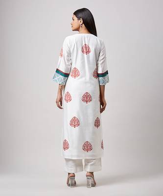 Rust & indigo block printed kurta set 4