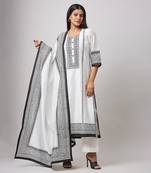 Black block printed embroiderd skd kurta set