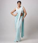 Sea green pre drape saree