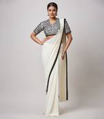 Ivory pre drape saree with blouse