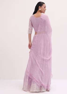 Lilac Georgette  Sequin and Threadwork Embroidery Lehenga Choli 2