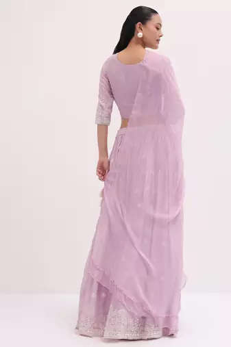 Lilac Georgette  Sequin and Threadwork Embroidery Lehenga Choli