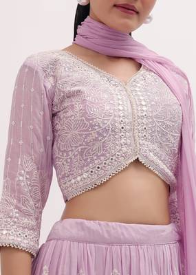 Lilac Georgette  Sequin and Threadwork Embroidery Lehenga Choli 4