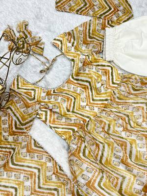 Fox Georgette Zigzag Print Fabric Fully Flair Anarkali Kurti, With Dupatta, Pent  7