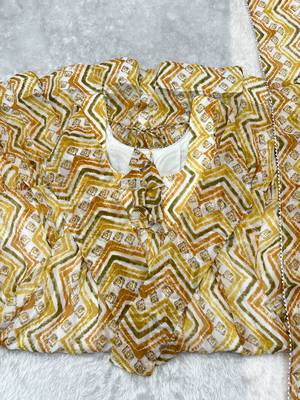 Fox Georgette Zigzag Print Fabric Fully Flair Anarkali Kurti, With Dupatta, Pent  8