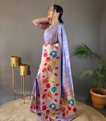 Lavender Color Paithani Silk Saree With Rich Weaved Paithani Pallu & 3D Traditional Design With  Gold And Silver Zari