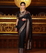 Black  Designer Weaving Jacquard Faux Banarasi Silk Traditional Saree