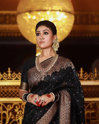 Black  Designer Weaving Jacquard Faux Banarasi Silk Traditional Saree 3