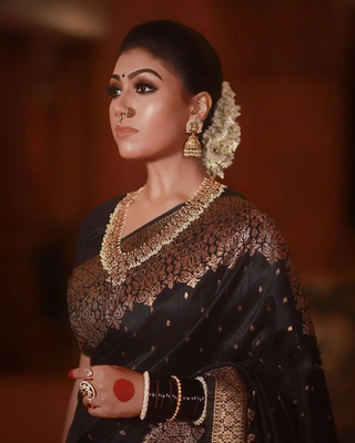 Black  Designer Weaving Jacquard Faux Banarasi Silk Traditional Saree 4