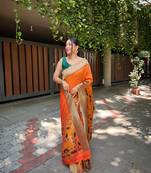 Banarasi Paithani silk Saree With Kalamkari Desigen