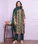 Dark green viscose designer premium ready to wear kurta set