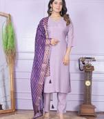 Purple pure viscose muslin designer premium ready to wear kurta set