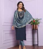 Blue rusian silk designer premium ready to wear kurta set